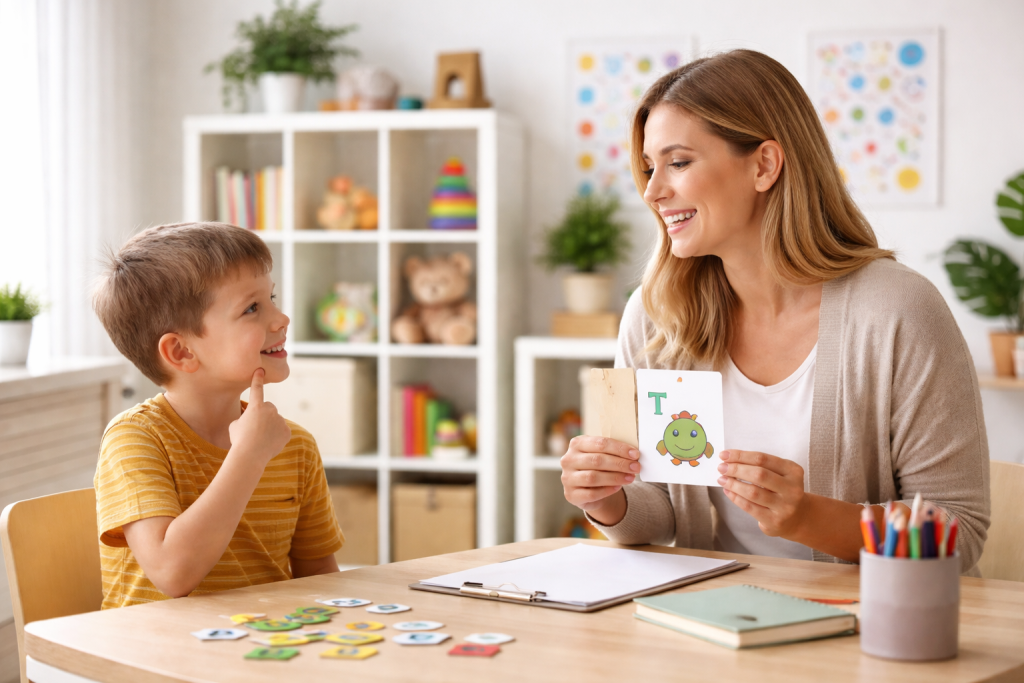 Illustration of a Speech Therapy Ontario session for children